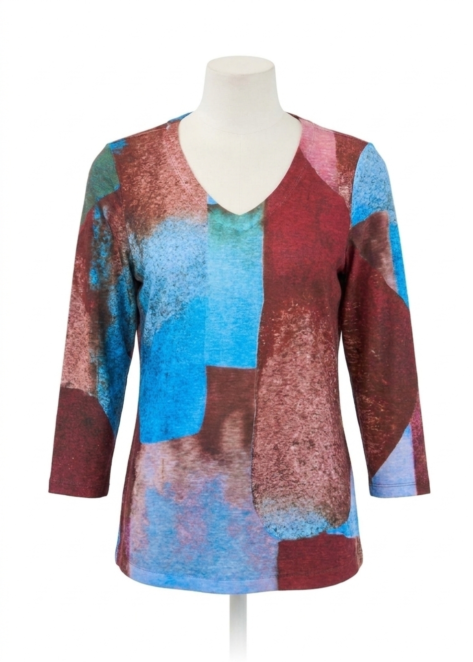 NEW FDJ three quarter sleeve v-neck top in bricklane